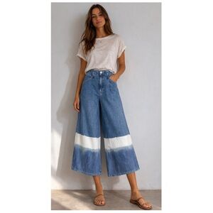PILCRO Anthropologie Women Size 27 Tie Dye High Rise Wide Leg Crop Gaucho Jeans